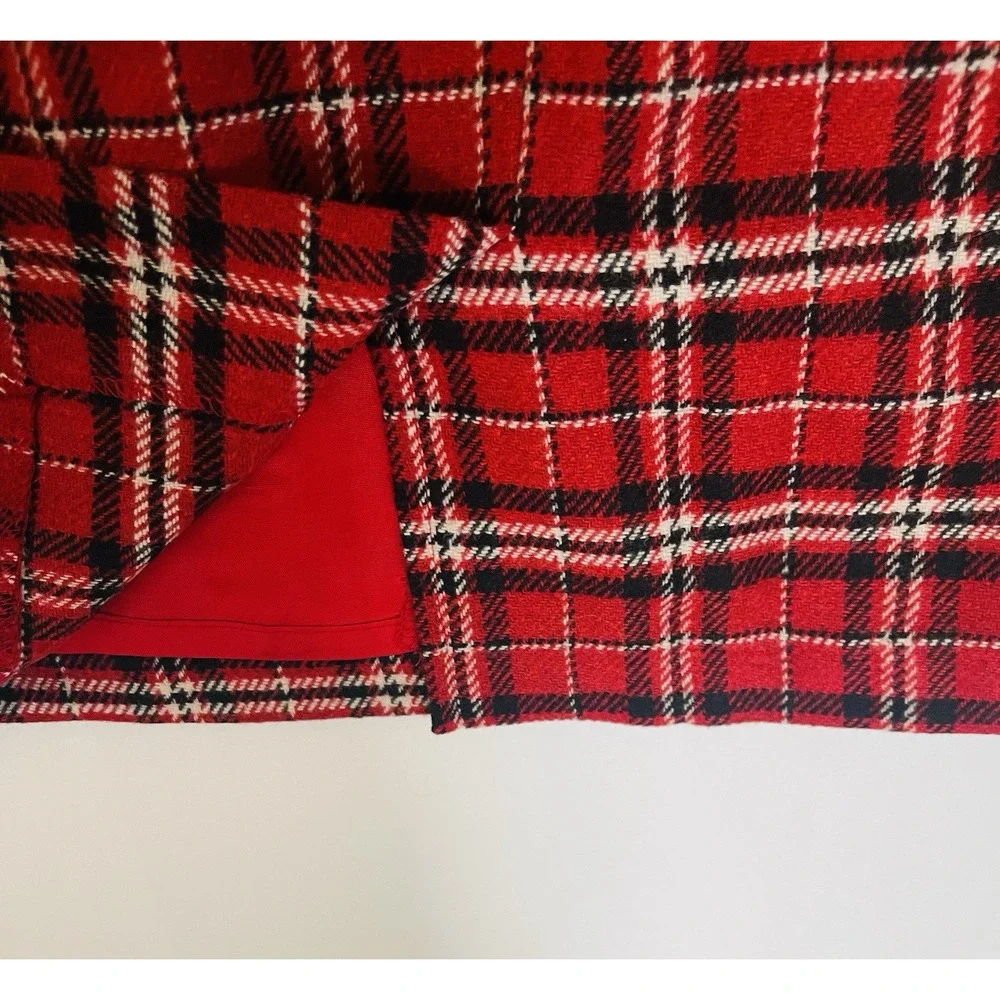 VTG J.G.‎ Hook Red Plaid Wool Blend Pencil Skirt Womens Size 8 Y2K